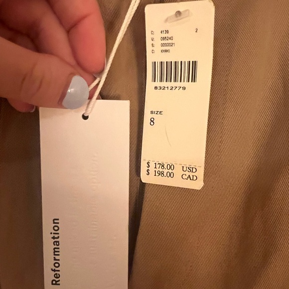 NWT Reformation Mason pants in khaki - Picture 5 of 5